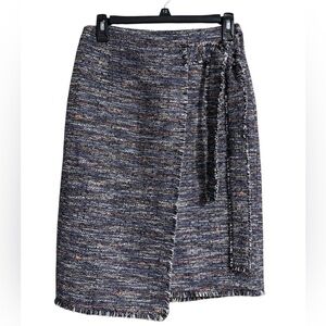 Emerson Rose Blue Textured Wrap Skirt Size 0 – Fringed Accents, Retro Vibe